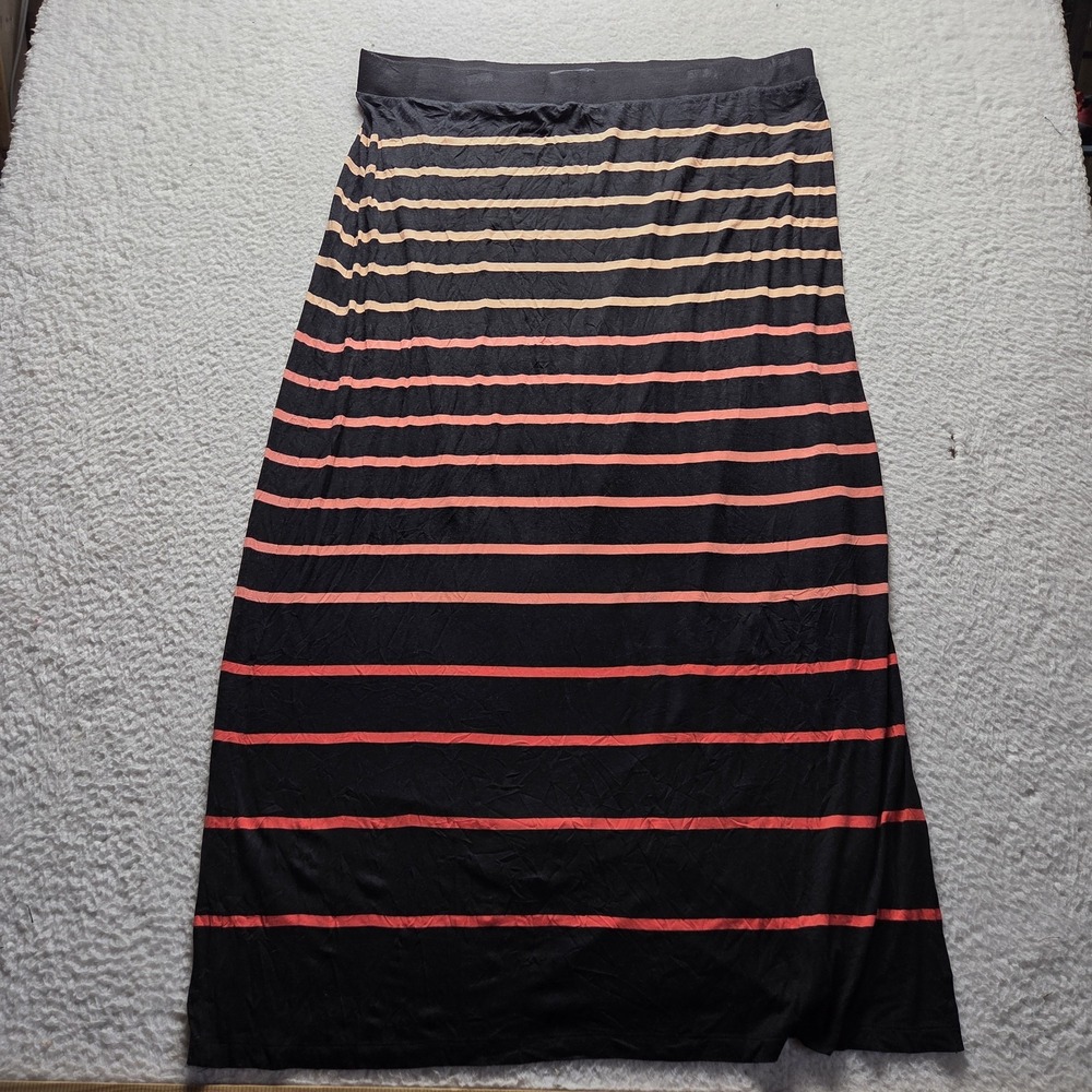 Apt. 9 Skirt Womens Plus 1X Black Stripe Maxi Jersey Elastic Waist Casual Summer